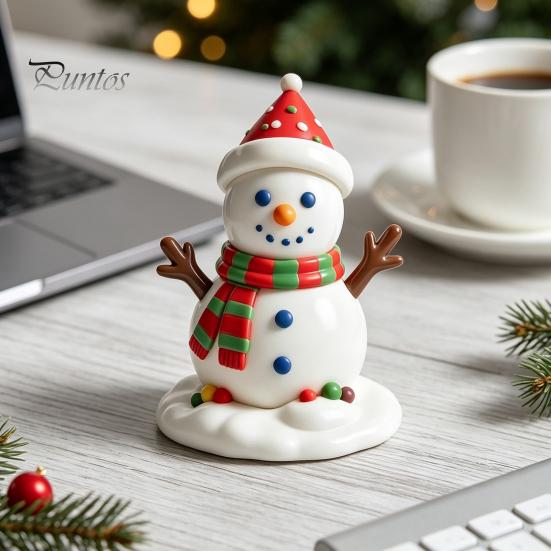 Small Christmas Ornaments for Desk Resin Figurine, Cute Clay Style Santa Snowman Gingerbread Man Figurines Statue, Festive Holiday Tabletop