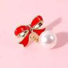 Милые женские серьги-бантики с подвесками из черной и красной эмали с имитацией жемчуга, милые серьги-подвески, корейские модные украшения