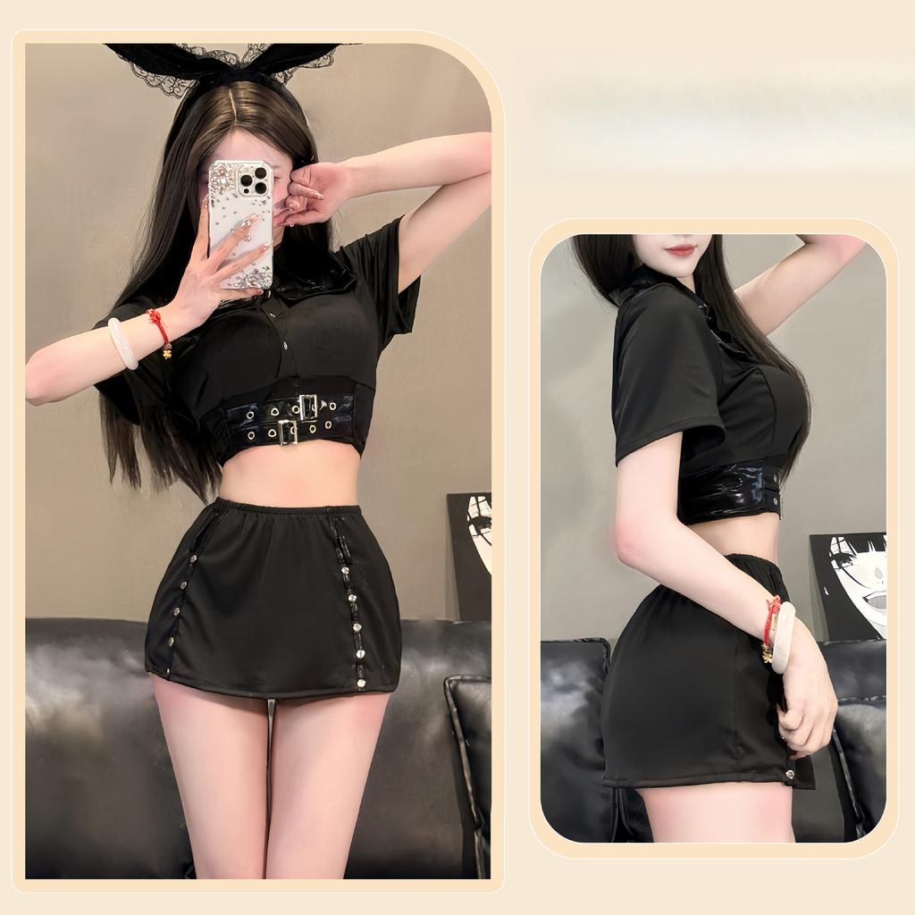 Сексуальное белье Сексуальный полицейский Косплей Униформа Соблазнение Секретарь Обертывание Бедер Открытая Промежность Избегайте Атаки Скорости в Постели