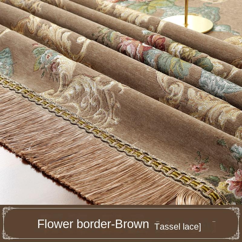 European Style Flower Tassel Tablecloth Thicken Chenille Rectangular Table Cover Round Dining Table Coffee Cloth Dust-proof