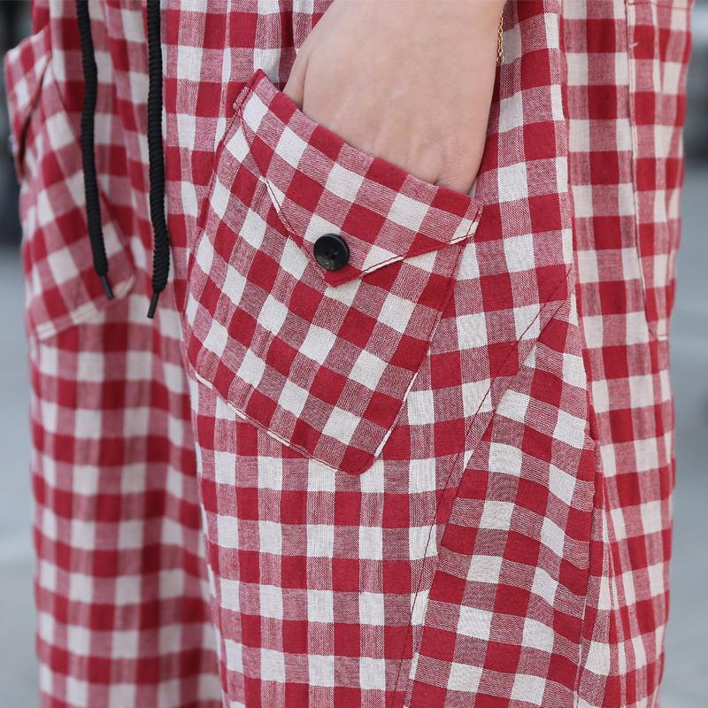 Повседневные летние клетчатые брюки женские большого размера элегантные женские брюки с эластичной резинкой на талии винтажная одежда