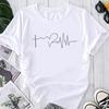 (Asian Size) Fashion Print Graphic Tee Love Heartbeat Trend Cute 90s Female Casual T Clothing Casual Women's Summer Top Short Sleeve T-shirt