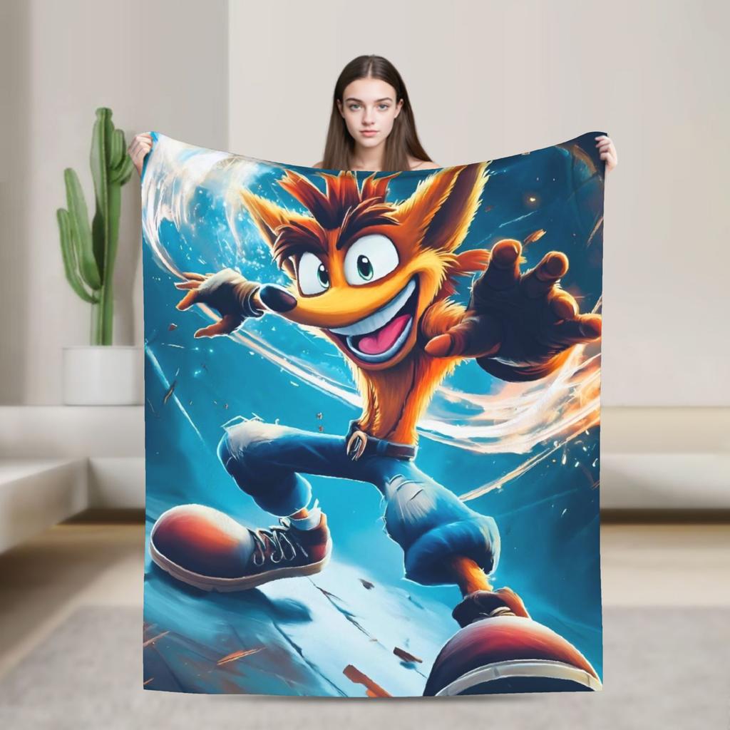 Плед из бархата с принтом Crash Bandicoot Плед для дивана, путешествий, очень теплый, одеяло для спальни
