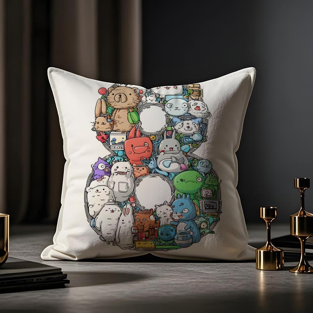 Digital Design Cushion Cover Anti-dustmite Pillowcase Invisible Zipper Silky Short Plush Sofa Cushion Cover