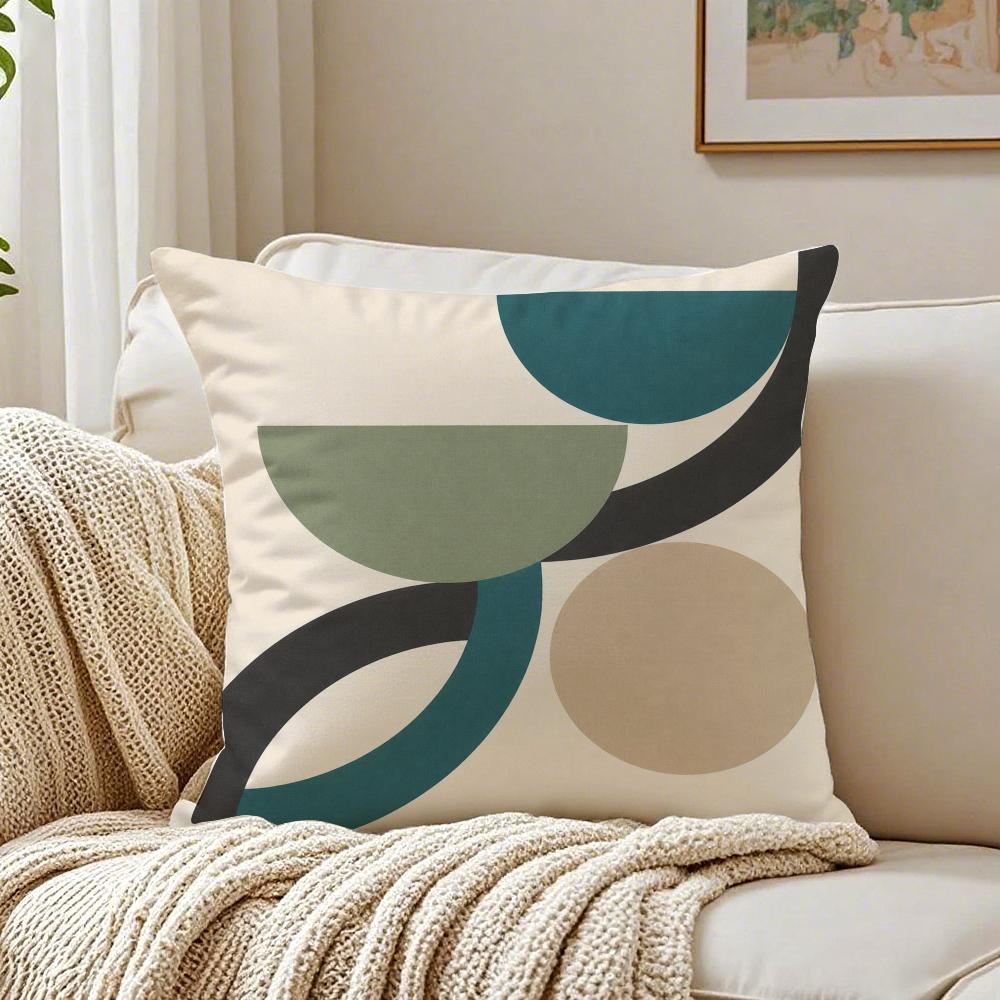 Boho Abstract Shapes Pillow Case Organic Short Plush Cushion Covers Breathable Washable WrinkleResistant
