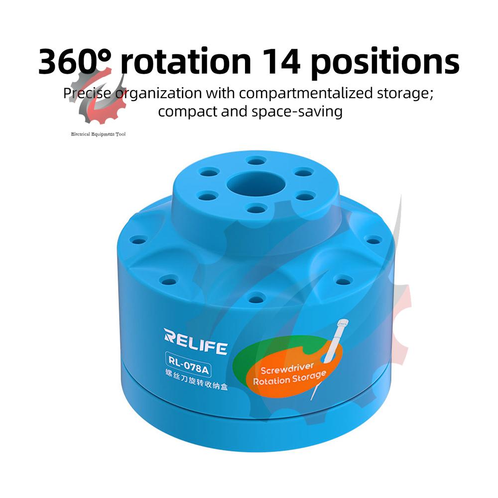 RL-078A Screwdriver Rotating Storage Box for Mobile Phone Repair Multiple Holes Soldering Iron Tips Storage Holder