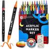 Arrtx 32 Colors Sketching Markers Dual Brush Acrylic Paint Marker Pens On Rock Glass Canvas Metal Ceramic Mug Wood Plastic