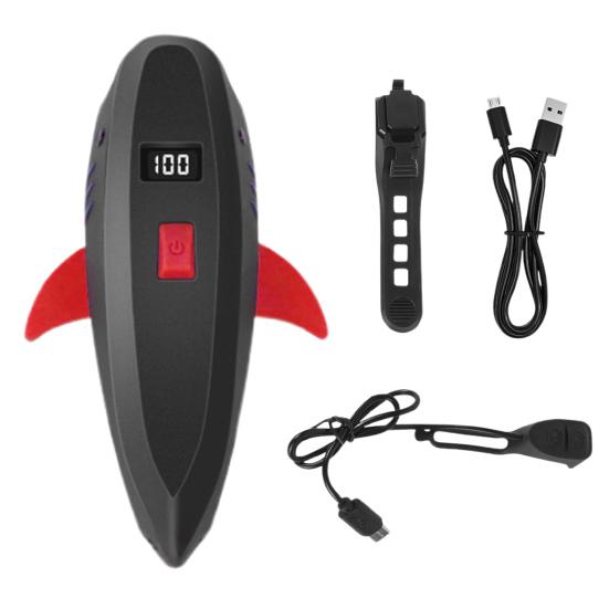 Детский велосипедный гудок-сигнал в виде акулы, водонепроницаемый, перезаряжаемый через USB, 120 дБ, высокая громкость, 400 люмен, универсальная фара для ночной езды, передний фонарь для шоссейного велосипеда