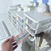Clear Stacking Drawer Organizer - Multi-Tier PP Storage Box for Office/Beauty Products, Modular Desktop System (2-5 Layers)