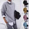 Women Sweater Lapel Long Sleeve Fake Two Pieces Patchwork Color Knitting Tops