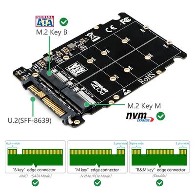 Адаптер M.2 SSD к U.2 2 в 1 M.2 NVMe и SATA-Bus NGFF SSD к адаптеру PCI-e U.2 SFF-8639 Конвертер PCIe M2 для настольных компьютеров