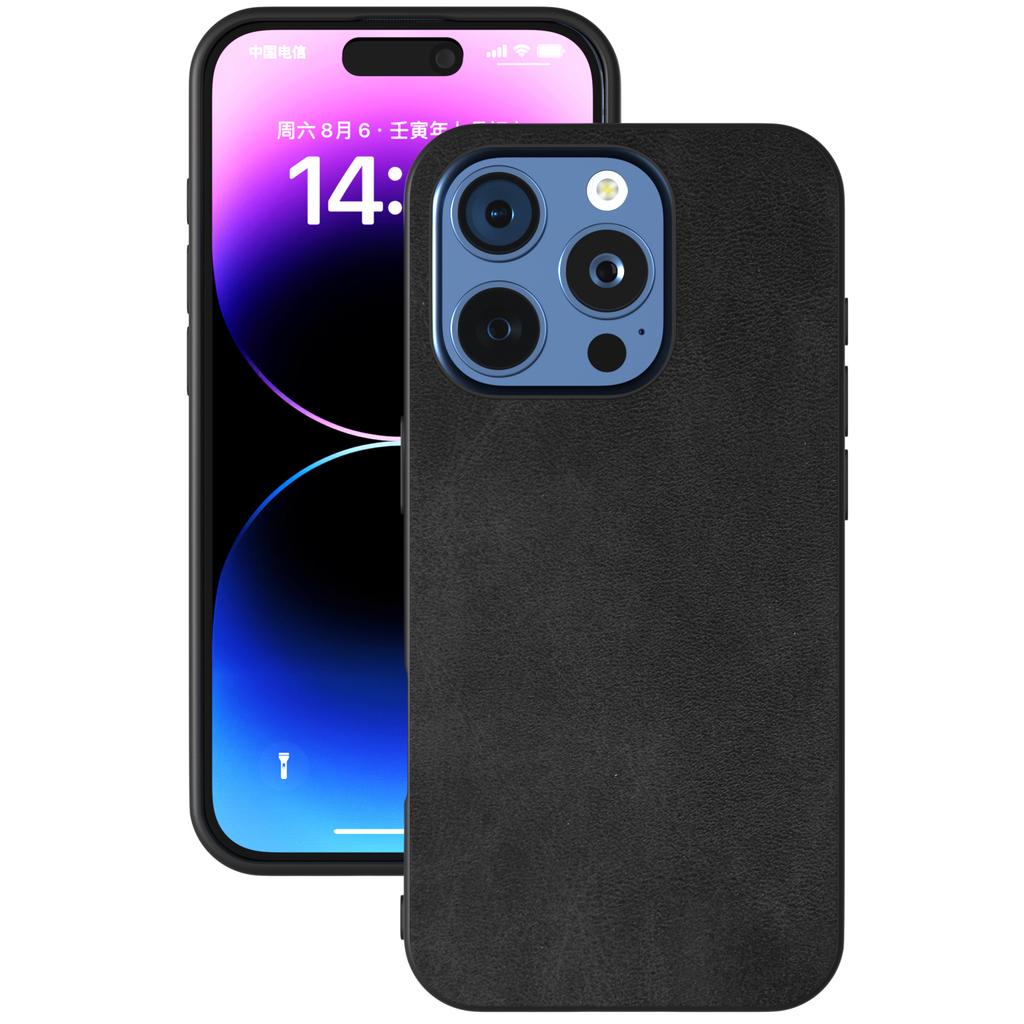 Чехол для iPhone 16 Pro с текстурой коровьей кожи, PU+TPU+PC, Защитная крышка для телефона