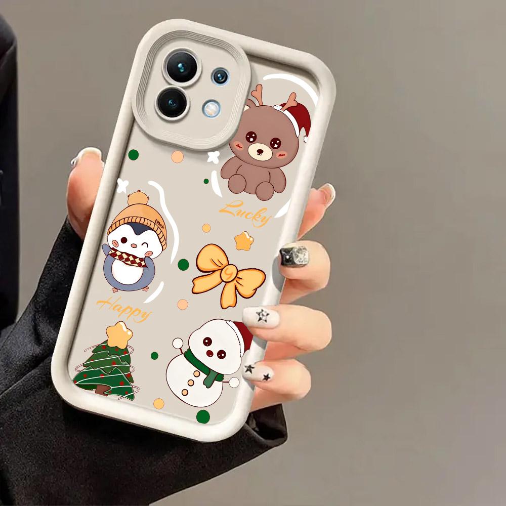 Christmas Snowman Elk Cute Phone Case For Xiaomi 17 Pro Max 15T 14T 13T 11Lite Poco X6 X7 F5 F7 M6 M7 Pro 5G Soft Perfect Cover