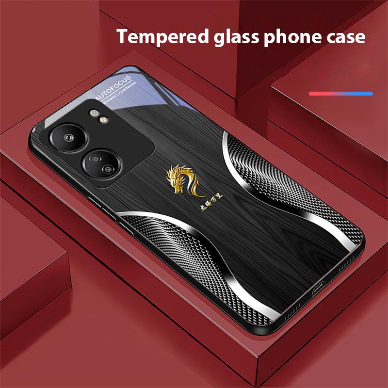 Деревянный Дракон Черный Для Xiaomi Redmi 13C Note13 12 Pro Plus 5G Note 9 13T Pro POCO X6 F5 F6 Черный Чехол для телефона из закаленного стекла