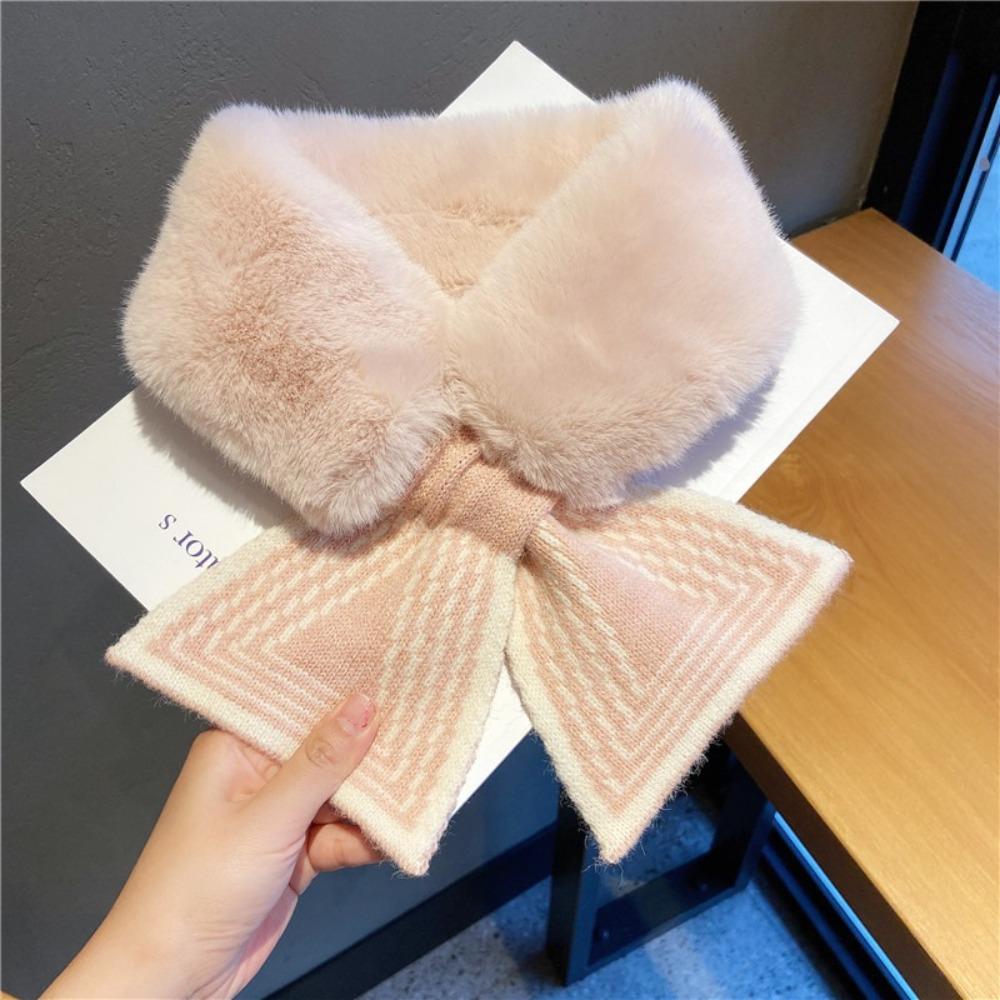 Thicken Neck Scarf Faux Rabbit Fur Plush Scarf Cute Neck Warmer  Winter