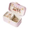 Mini PU Leather Flip Cover Jewelry Box Portable Travel Jewelry Organizer Brooch Lipstick Case Women Girls Jewelry Storage Case