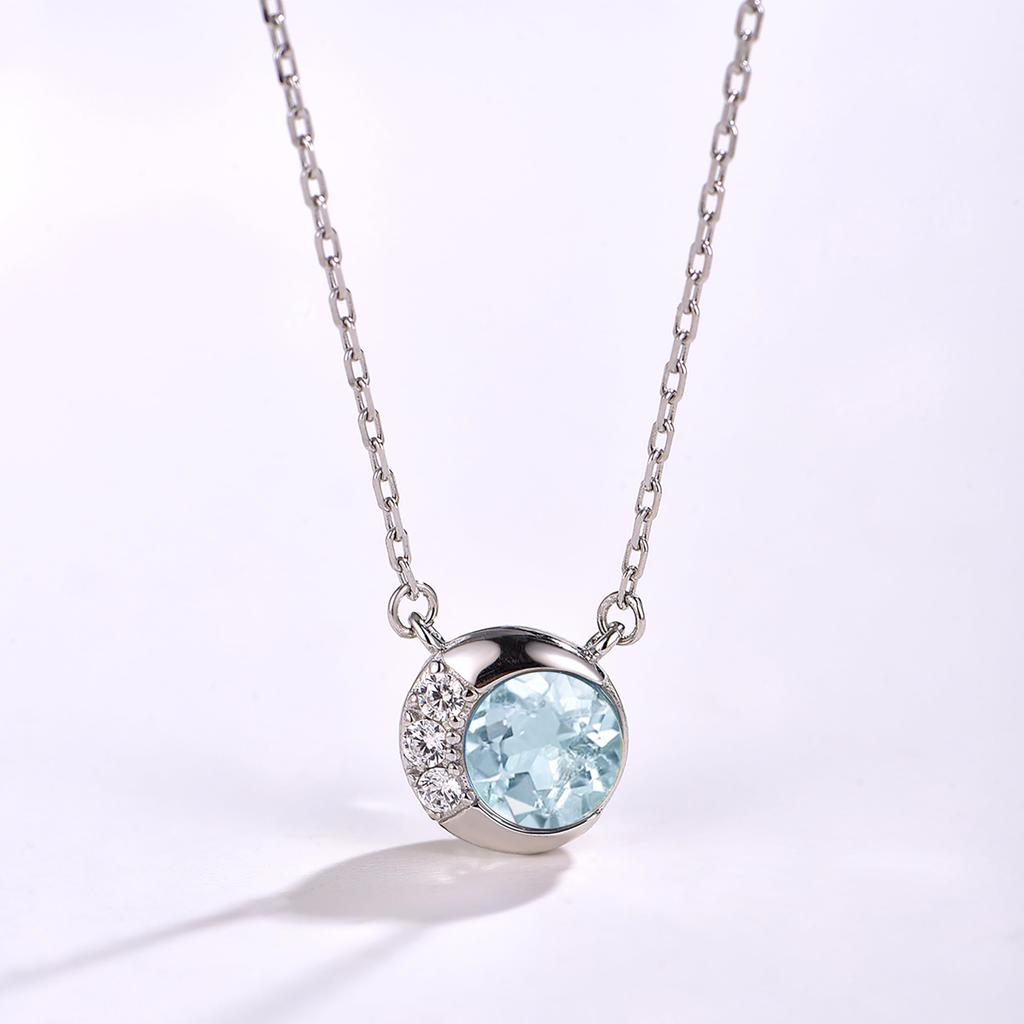 Топаз Камень рождения 925 Металл Полумесяц День рождения Церемония поступления в старшую школу Ожерелье Натуральный [Свободная птица] Ожерелье, Женская подвеска, Серебро, Форма,