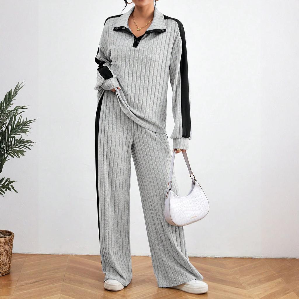 Женский свободный и удобный худи на шнурке с молнией, с цветными блоками, повседневный модный топ, однотонный комплект брюк