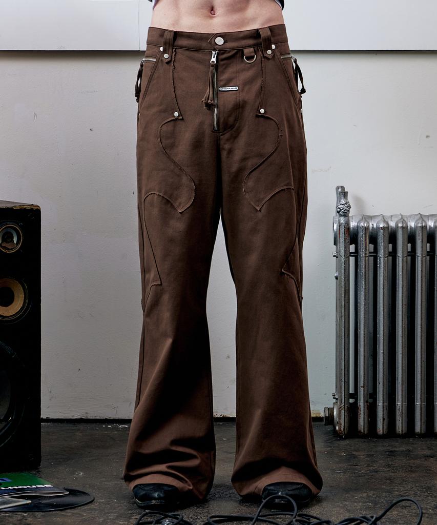 THEVINYLHOUSE Western Boots Cut Pants Brown