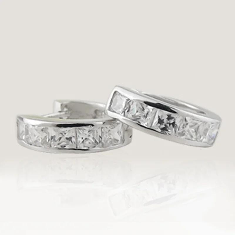 Цирконий высшего качества, роскошный романтический подарок на свадьбу, одна пара мужских позолоченных круглых серег-колец со стразами