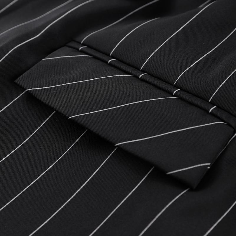 Модный полосатый пиджак с лацканами для женщин, элегантный свободный пиджак с поясом, женская весенняя универсальная шикарная уличная одежда