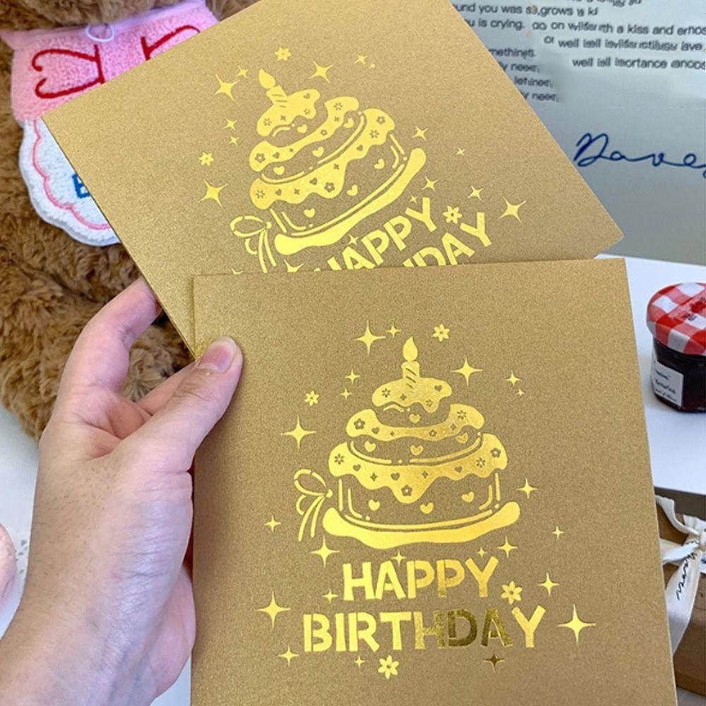 Handmade Pop-Up Greeting Card Folding Happy Birthday Card Birthday Cake Card Party Supplies