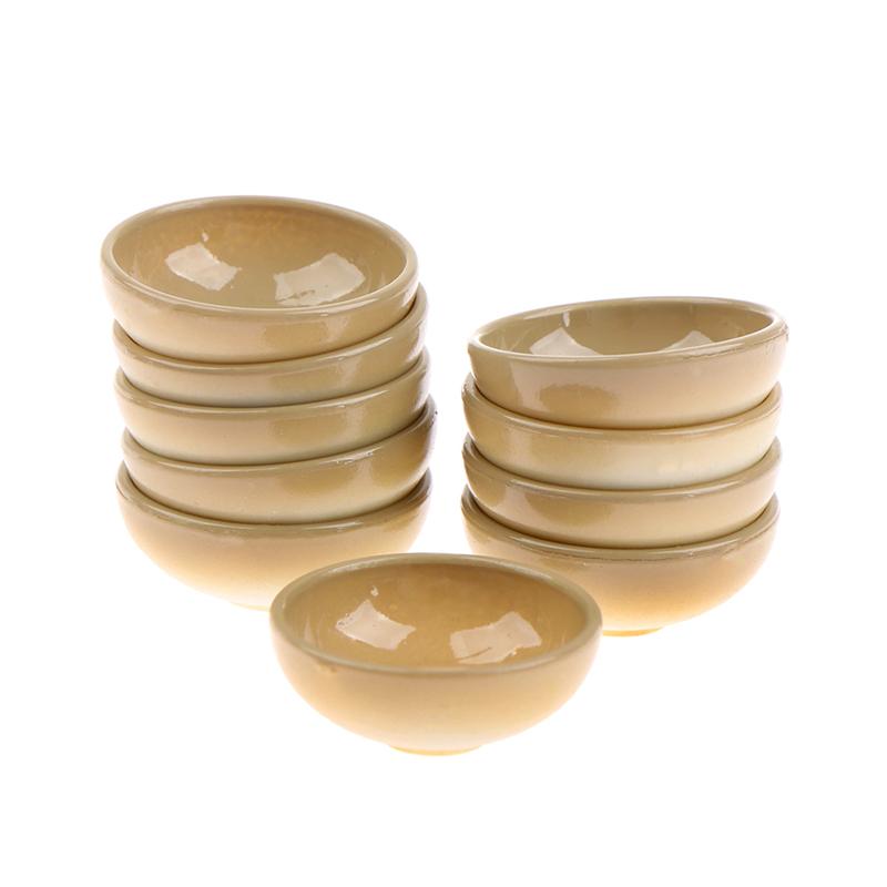 10 шт., миниатюрная миска, блюдо, круглая, масштаб 1/12, кукольный домик, кухонный аксессуар для столовой