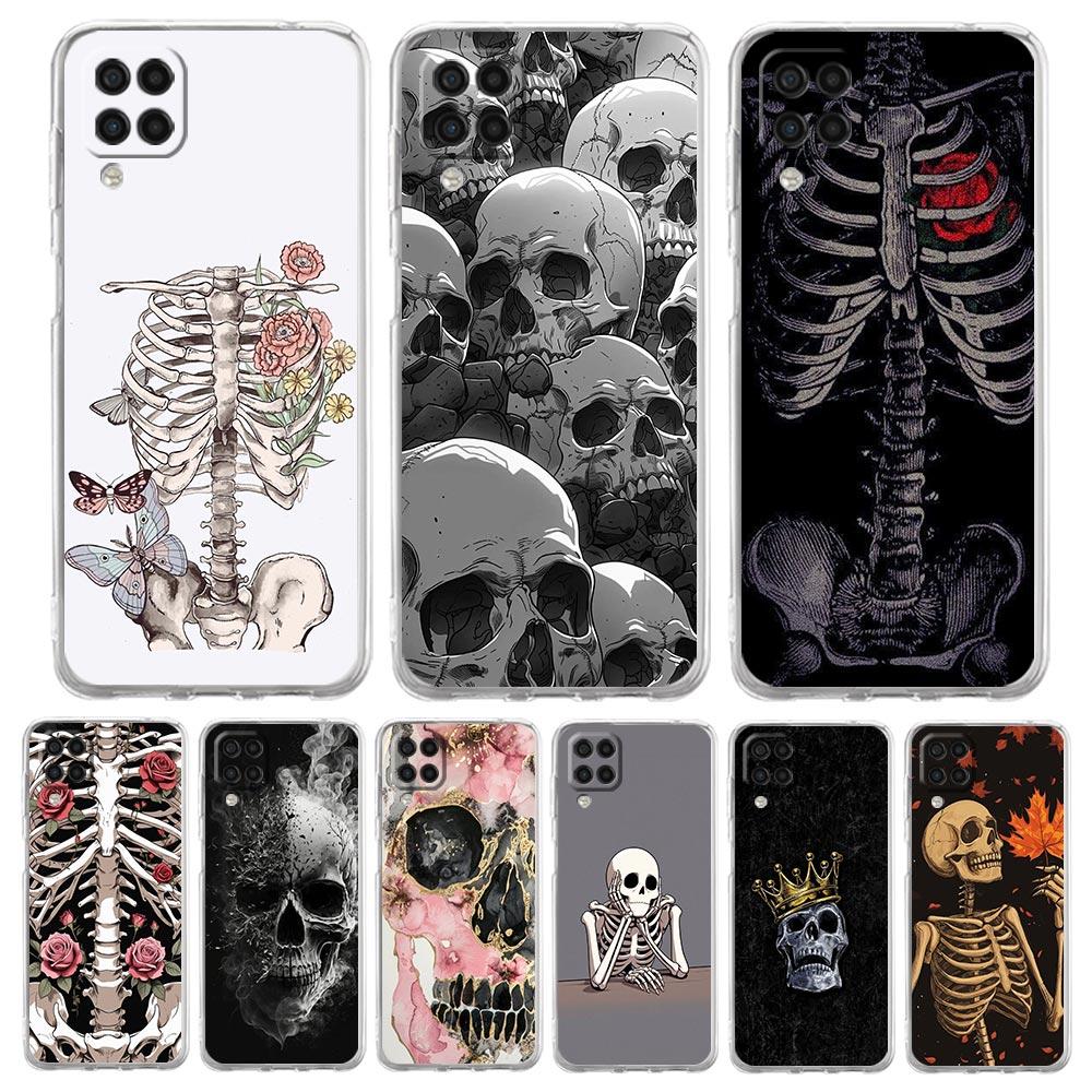 Чехол для телефона Samsung A17 A13 A33 A35 A55 A73 A53 A23 A51 A71 A21S A31 A41 A05s A15 A25 5G A07 4G Жесткий Розовый Фиолетовый Череп