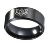 Simple Titanium Steel Unisex Yoga Om Lotus Pattern Finger Ring Band Jewelry