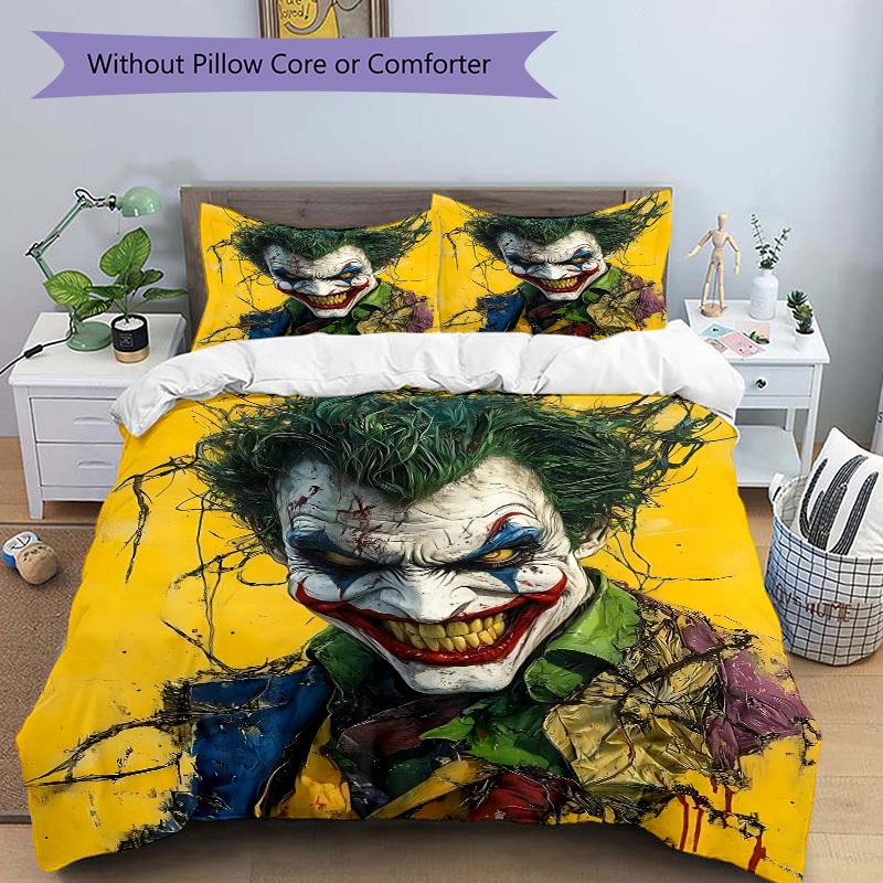 3pcs Joker Clown Bedding Set, Soft Polyester Duvet Cover and Pillowcases Machine Washable Seasons all suitable & Guest Room Decor230