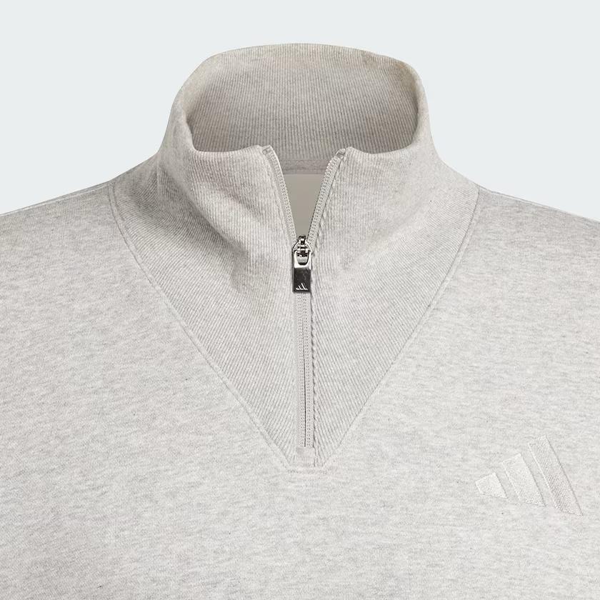adidas Мужская толстовка Szn Fleece с четвертью молнии, цвет средне-серый меланжевый, размер M, уличный стиль IY6551