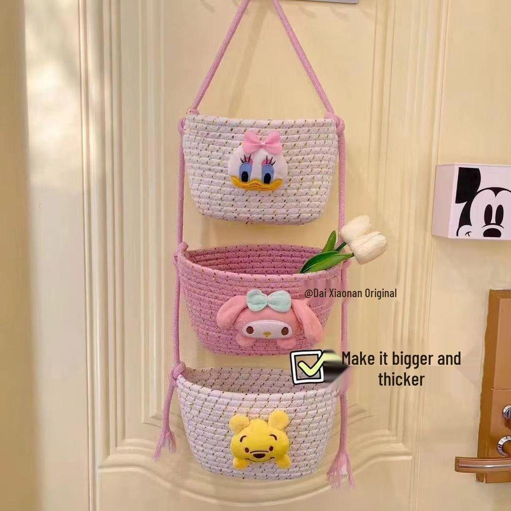 Cotton Thread Wall Hanging Basket for Dormitory Storage