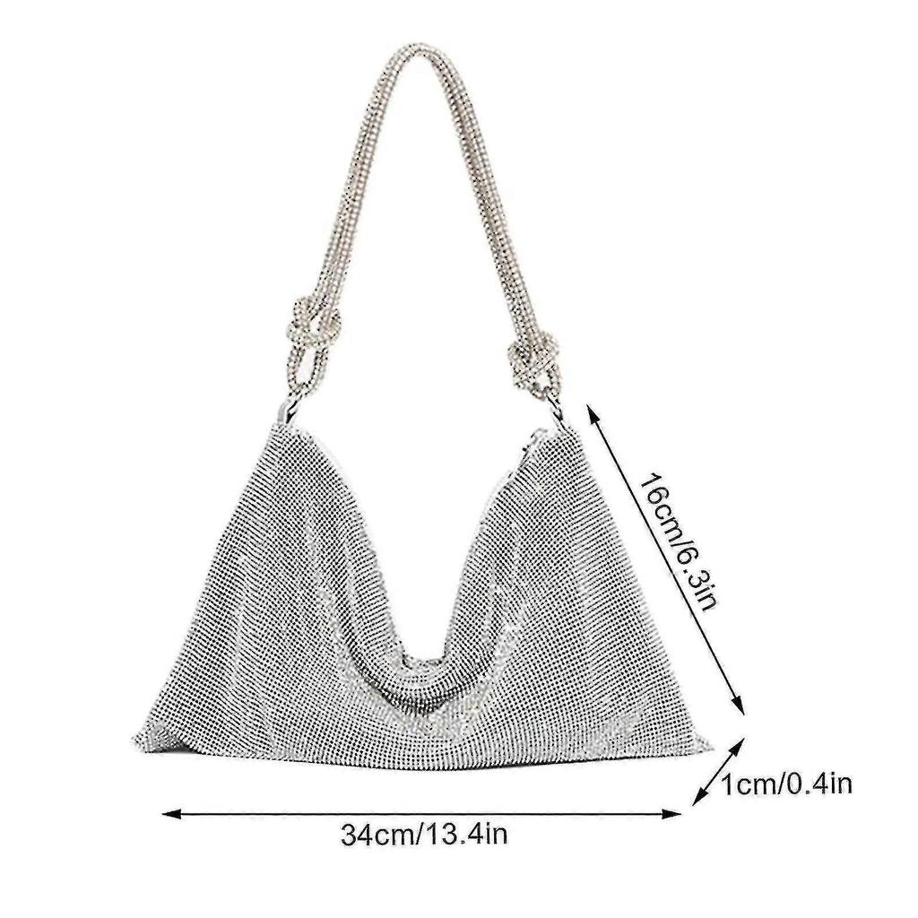 Bag Shiny Clutch Purse Handbag High Quality Silver Dacron Durable Rhinestone Purses For Women