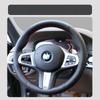 Черная кожаная накидка на руль автомобиля, сшитая вручную, для BMW M Sport G30 G31 G32 G20 G21 G14 G15 G16 X3 G01 X4 G02 X5
