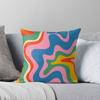 Retro Liquid Swirl Abstract Pattern In Vintage Rainbow Colors Throw Cushions & Pillows Without Core