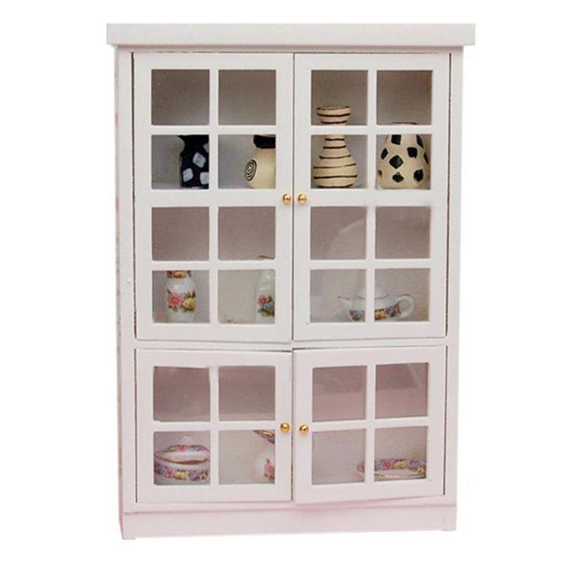 1/12 Dollhouse Miniature Furniture White Kitchen Dining Cabinet Display Shelf