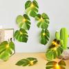 Plug In Monstera Leaf String Lights, 33 Ft 100 LEDs Artificial Palm Leaves Wall Hanging Vine Green Leaf Fairy Lights with Remote Controller for