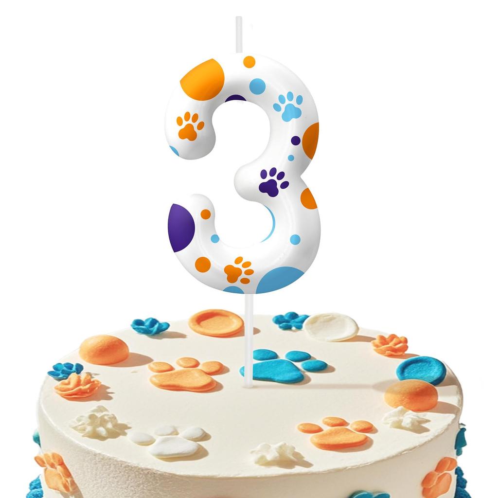 Синяя лапа собаки номер 0-9 свеча на день рождения для мальчиков девочек - украшения для торта, декор для тематической вечеринки для любителей собак, товары для детской вечеринки