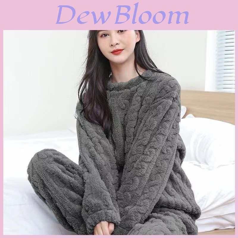 Women Pajama Set For Women With Thick Warmth And Solid Color For Home And Lounge Use