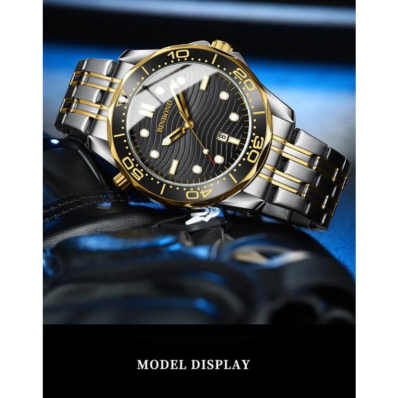 BINBOND Casual Fashion Ultra-thin Sea Horse Series Quartz Men's Watch Date Waterproof Luminous Sports Business Men's Wrist Watch