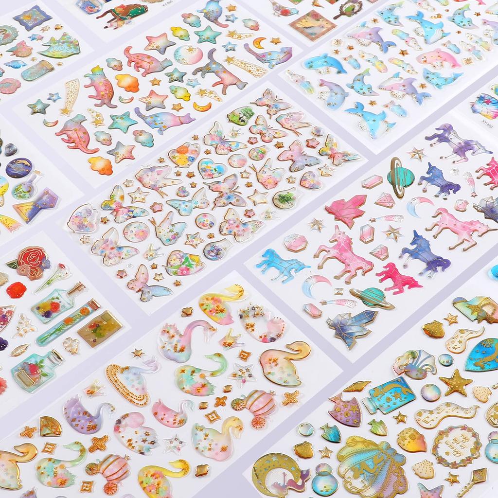 SANNIX Блестящие наклейки для 14-дневного планера наград Пухлые 3D Планер наград Морские девочки-цветы, Листы, Наклейки, Наклейки, Наклейки, Блестки, Сердце,