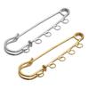 10x Metal Kilt Pin Brooch Clasp 5 Holes Safety Pins Brooch Findings for Arts Sewing Crafts 5x1.5cm Fashion Jewelry Gold