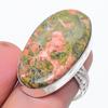 Natural Unakite Gemstone Handmade 925 Sterling Silver Jewelry Ring Size 7.5 f5I25