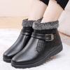 Women's Plush Snow Shoes Fur Lined Flats Woman Mom Grandma Waterproof Winter Boots Female Short Plush Shoes