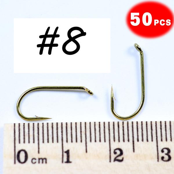 50 шт. крючок для мокрой мушки для рыбалки нахлыстом, 2X прочный проволочный крючок-нимфа, бронзовая отделка, материал для связывания мушек, размер 8, 10, 12, 14, 16