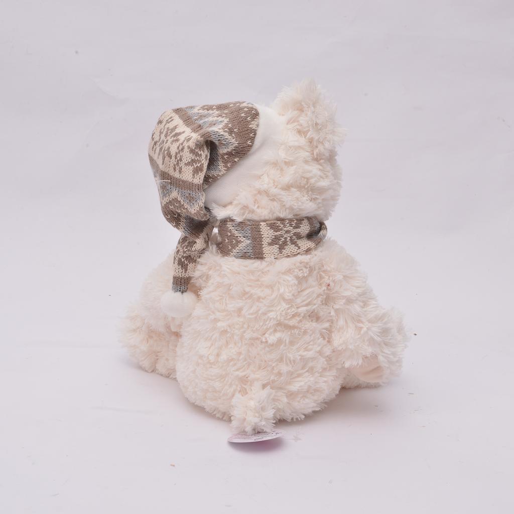 High Quality Christmas White Bear Wearing Hat Scarf Festive Stuffed Toy Christmas Gift Decoration Teddy Bear Gift