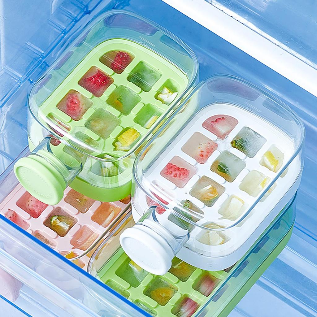 500ML Large Capacity Ice Cube Maker Water Bottle Silicone Tray with Straw for Juice Beverage Cooling Ice Making Stackable Design