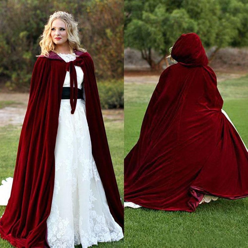 Hooded Cape Reversible Velvet Cloak Lined with Satin Medieval Halloween Christmas Cosplay Costume