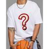 White T Shirt with Question Mark Print for Casual Wear
