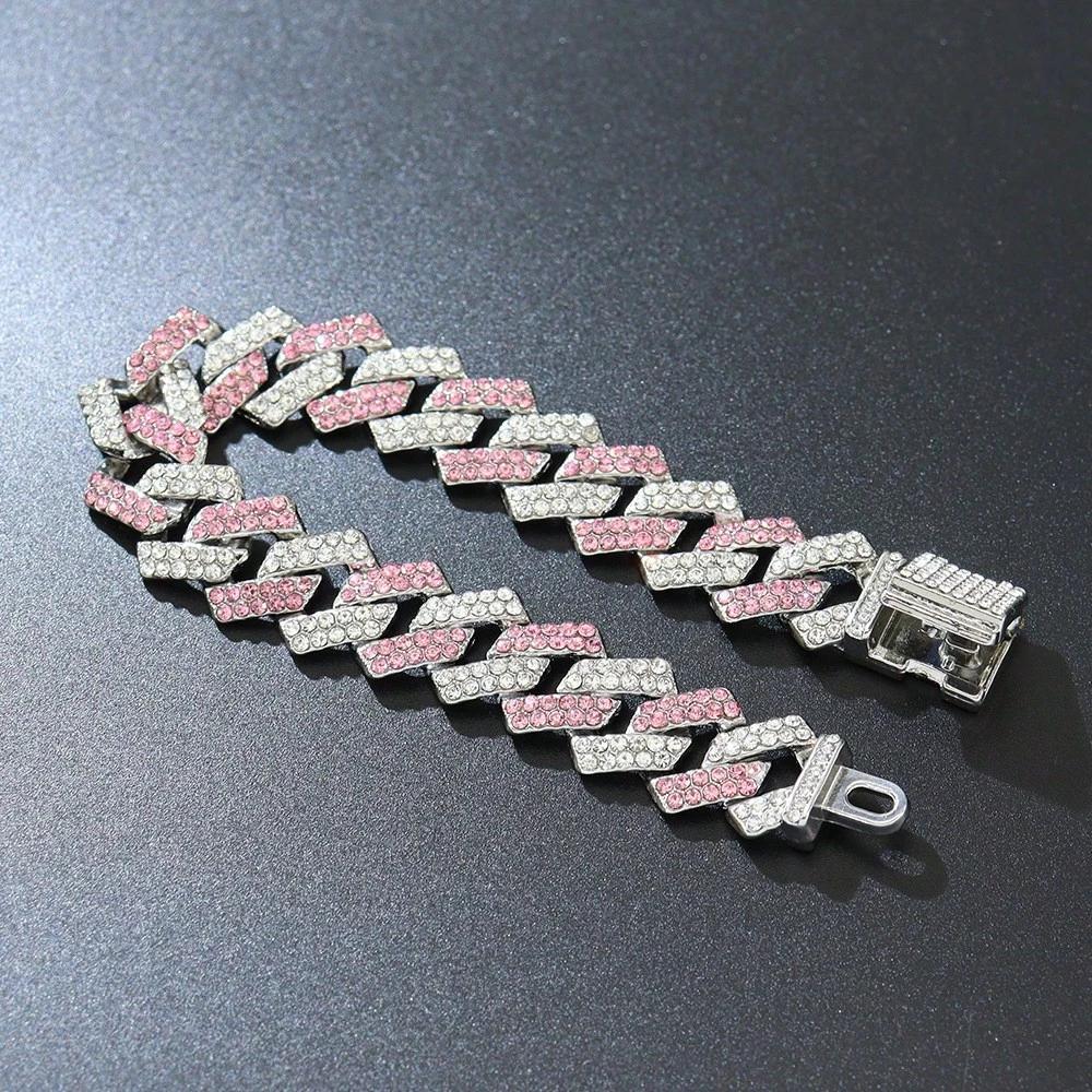 Dog Chain Collars, Diamond Necklace Rhinestone Bling Glitter Metal Choke Cuban Link Dog Collar, Pet Jewelry For Puppy XS Small Medium Large Dogs Cats